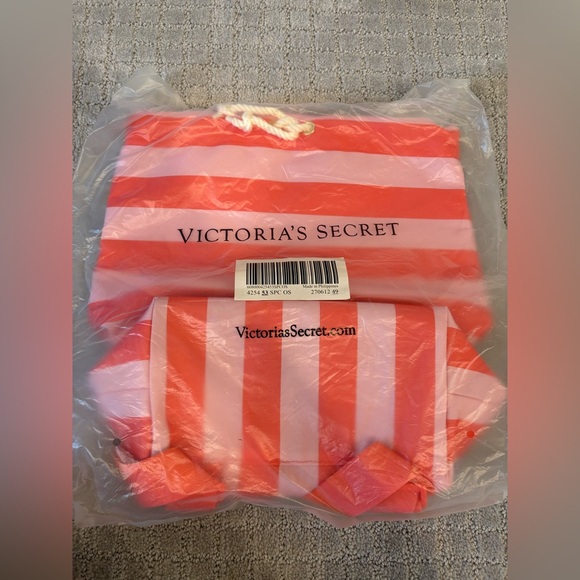 Victoria's Secret Handbags - Victoria’s Secret pink striped backpack cooler bag NIB ,